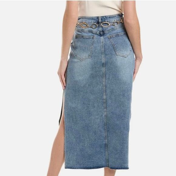 Gracia Denim Midi Skirt Side Slit Womens size Medium - Picture 2 of 7